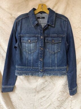 7 for all mankind Jean Jacket with frayed bottom